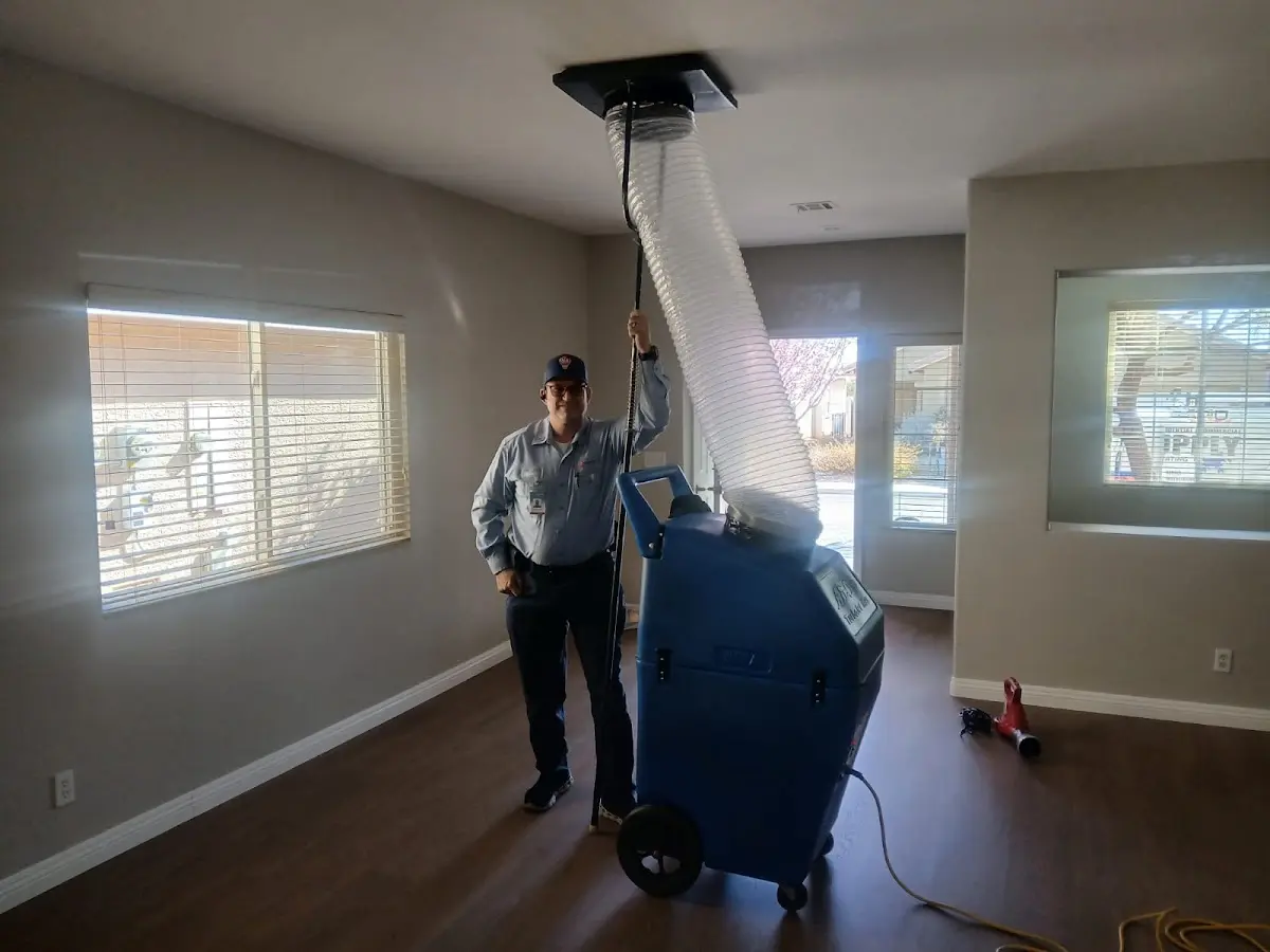 Professional Dryer Vent Cleaning work inside a Olivarez home